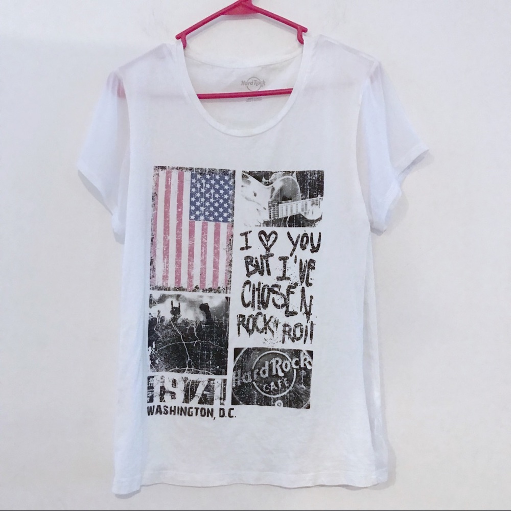Hard Rock DC Patriotic fourth of July Rock n Roll tee w / mesh